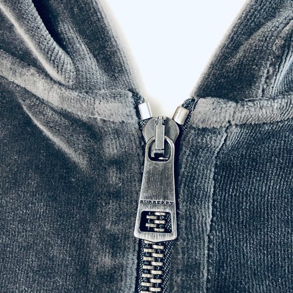 Burberry Brit | Velour Gray Hoodie (Size Medium) - Picture 5 of 11